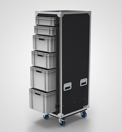 6 Drawer Slide and Slam Euro Container Flight Case